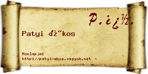 Patyi Ákos névjegykártya